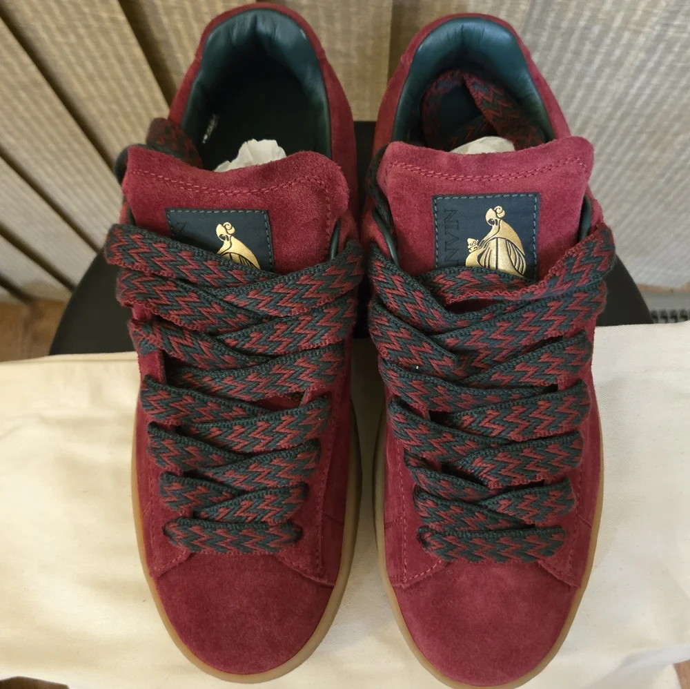 Lanvin Red High-Top Sneakers with Suede Finish - Picture 3 of 12